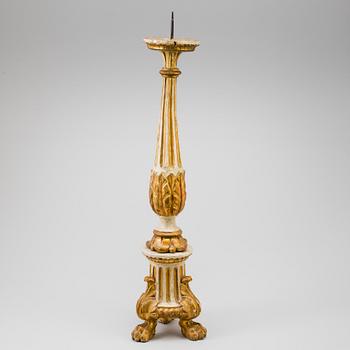 LJUSSTAKE, målat och bronserat trä,  1800-tal.