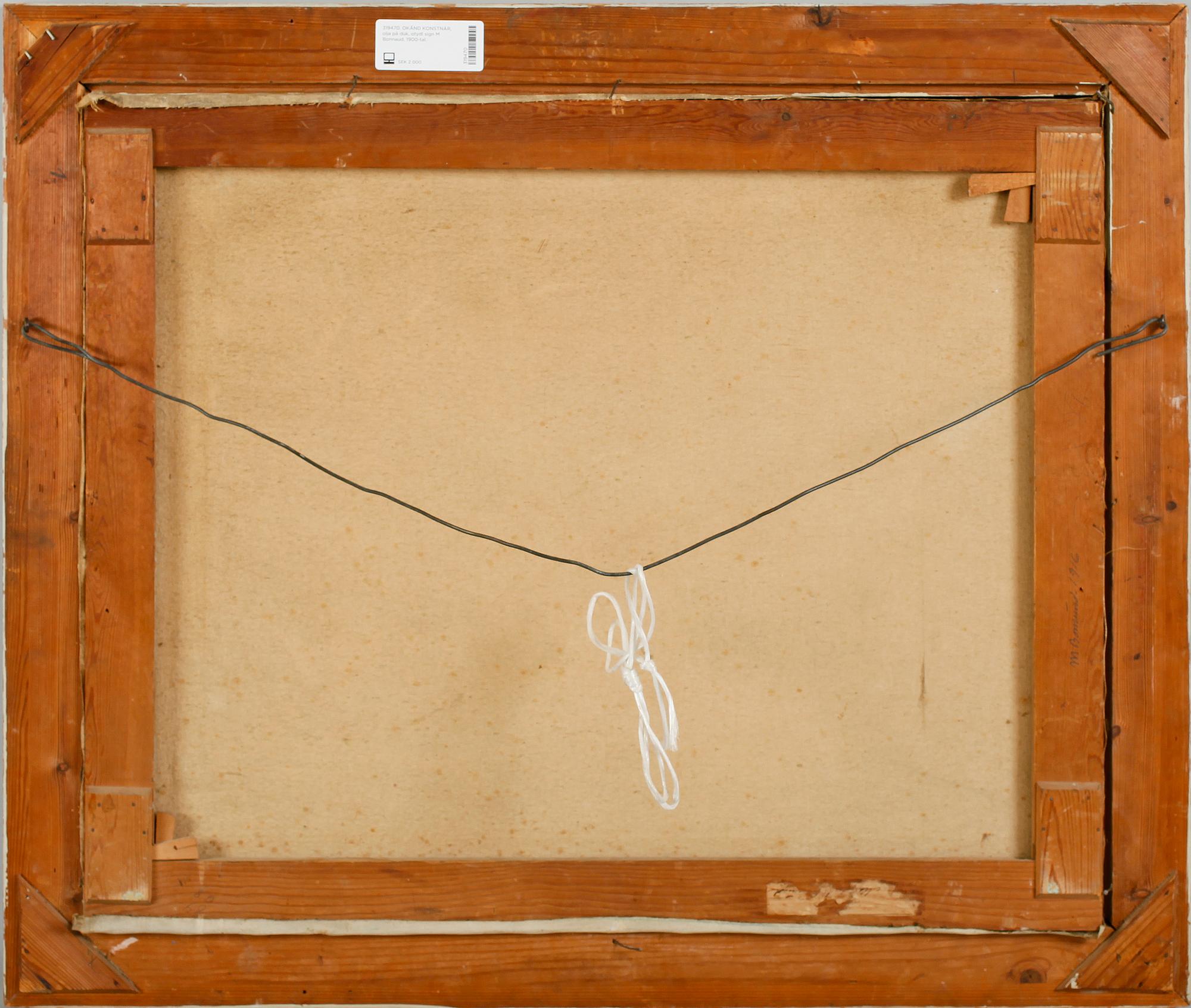 OKÄND KONSTNÄR, olja på duk, otydligt signerad M Bonnaud, 1900-tal.