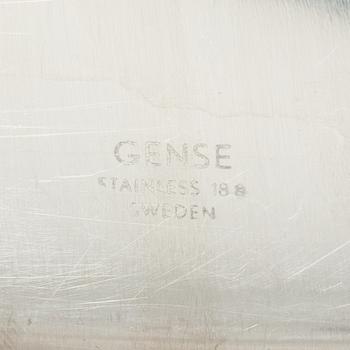 Folke Arström, besticksservis, 92 delar, samt bricka, såssnipa och shacker, rostfritt stål, "Thebe", Gense.