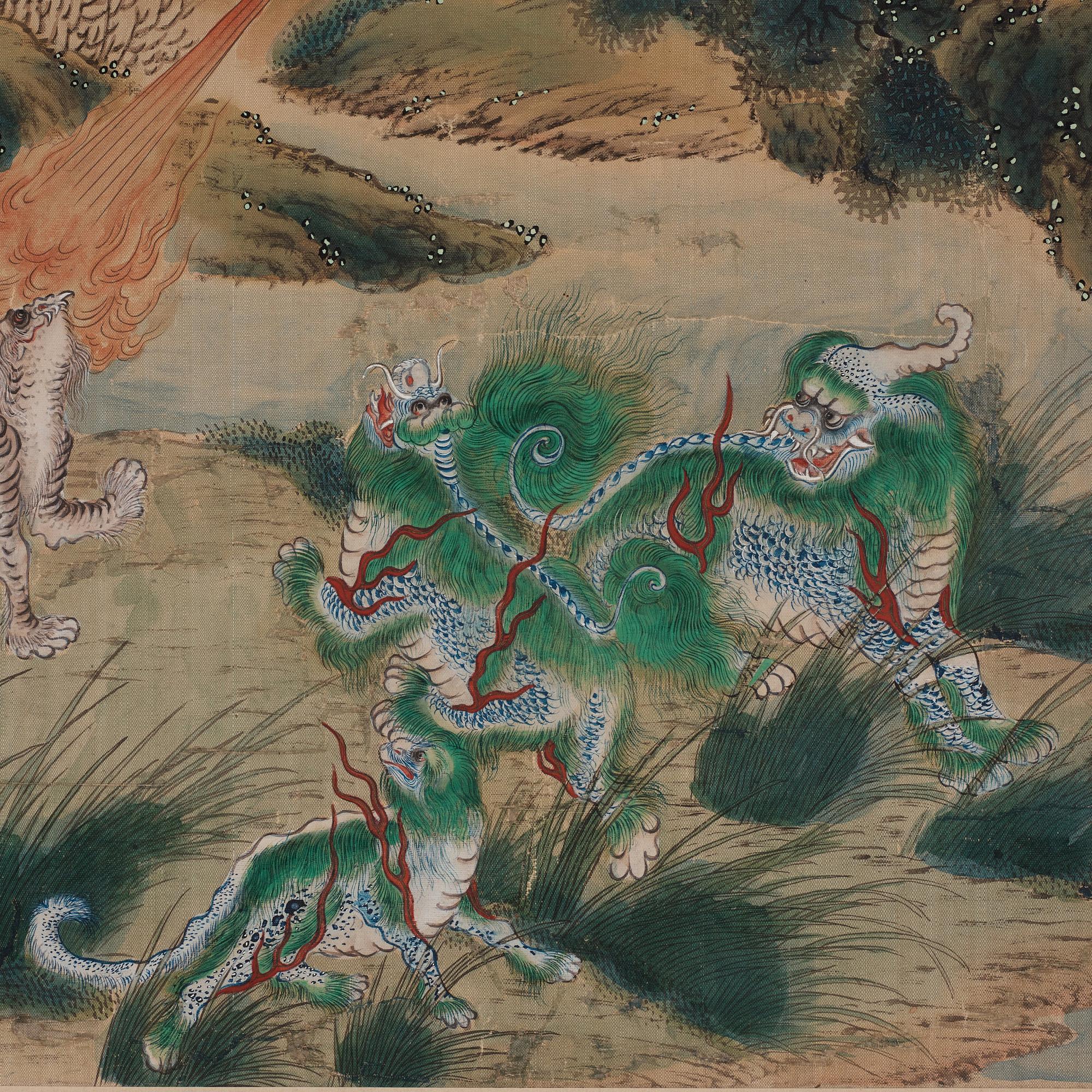Rullmålning, okänd konstnär, akvarell och tusch på papper, Qing dynasty, 19th Century.