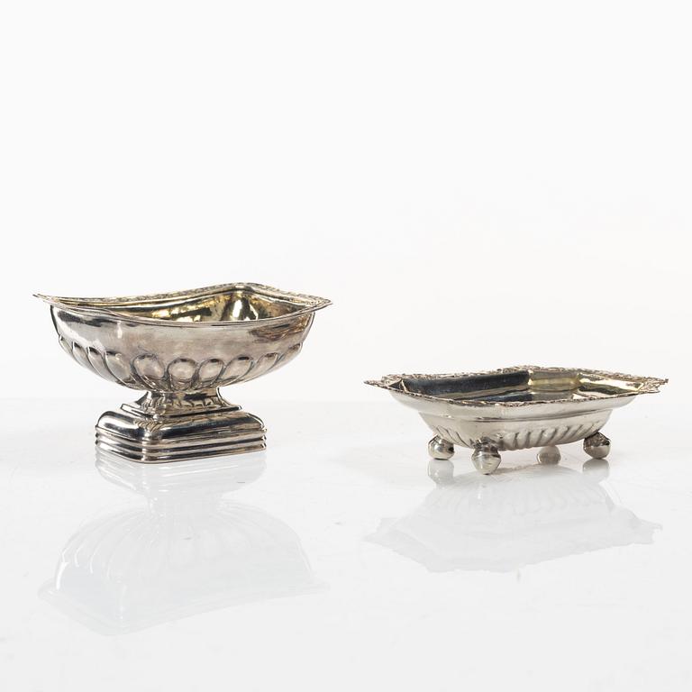 Two Russian silver salt cellars, 19th Century.
