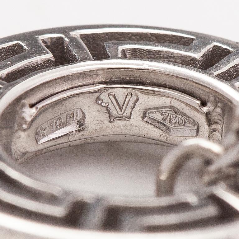 Versace, a pair of 18K white gold cufflinks with black glass pearls. marked Versace.
