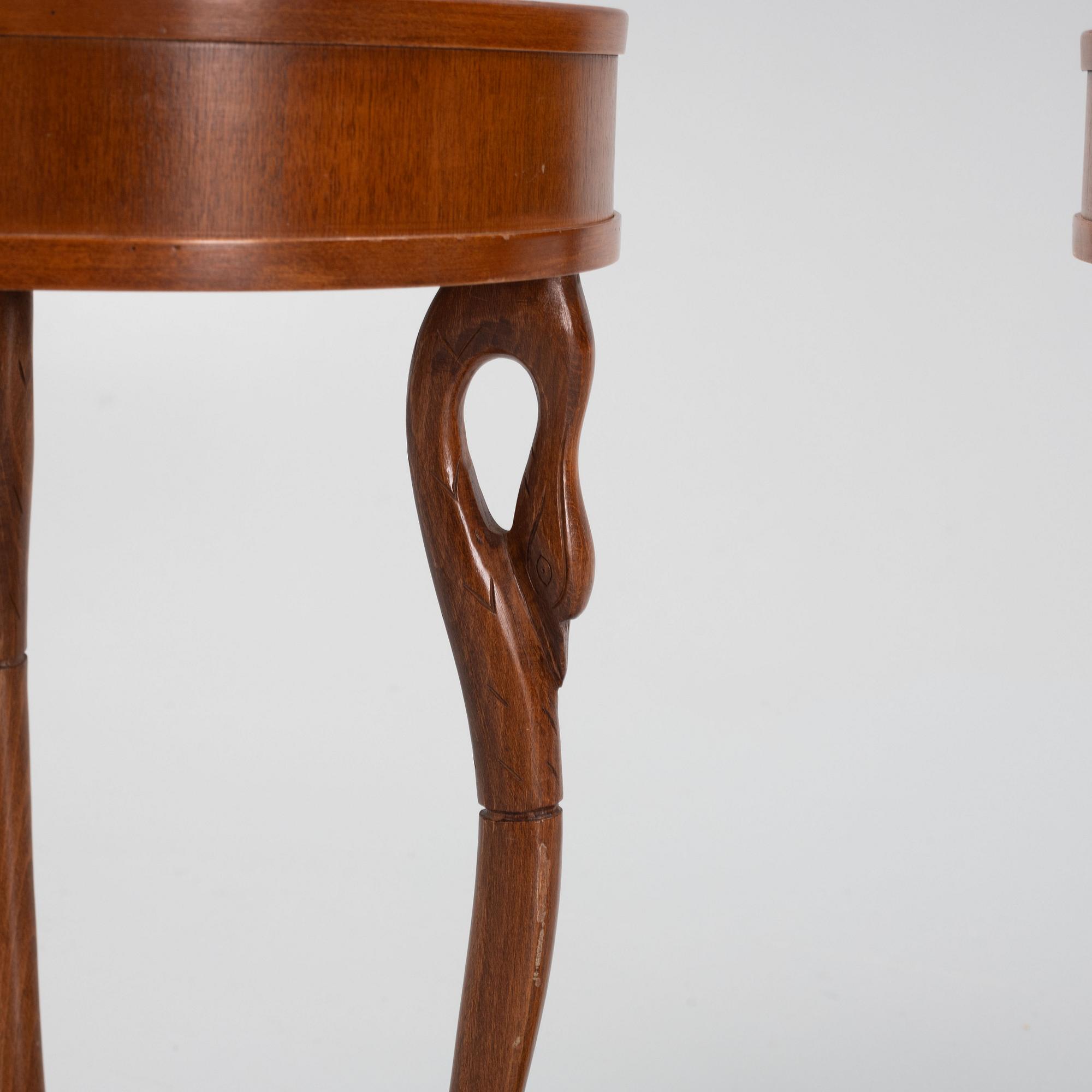 A pair of Empire style bedside tables, Selva, Italy.