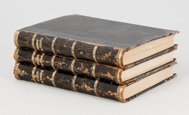 BOK, 3 vol, "Om Noraskog" av Joh. Johansson, Stockholm 1875-84.
