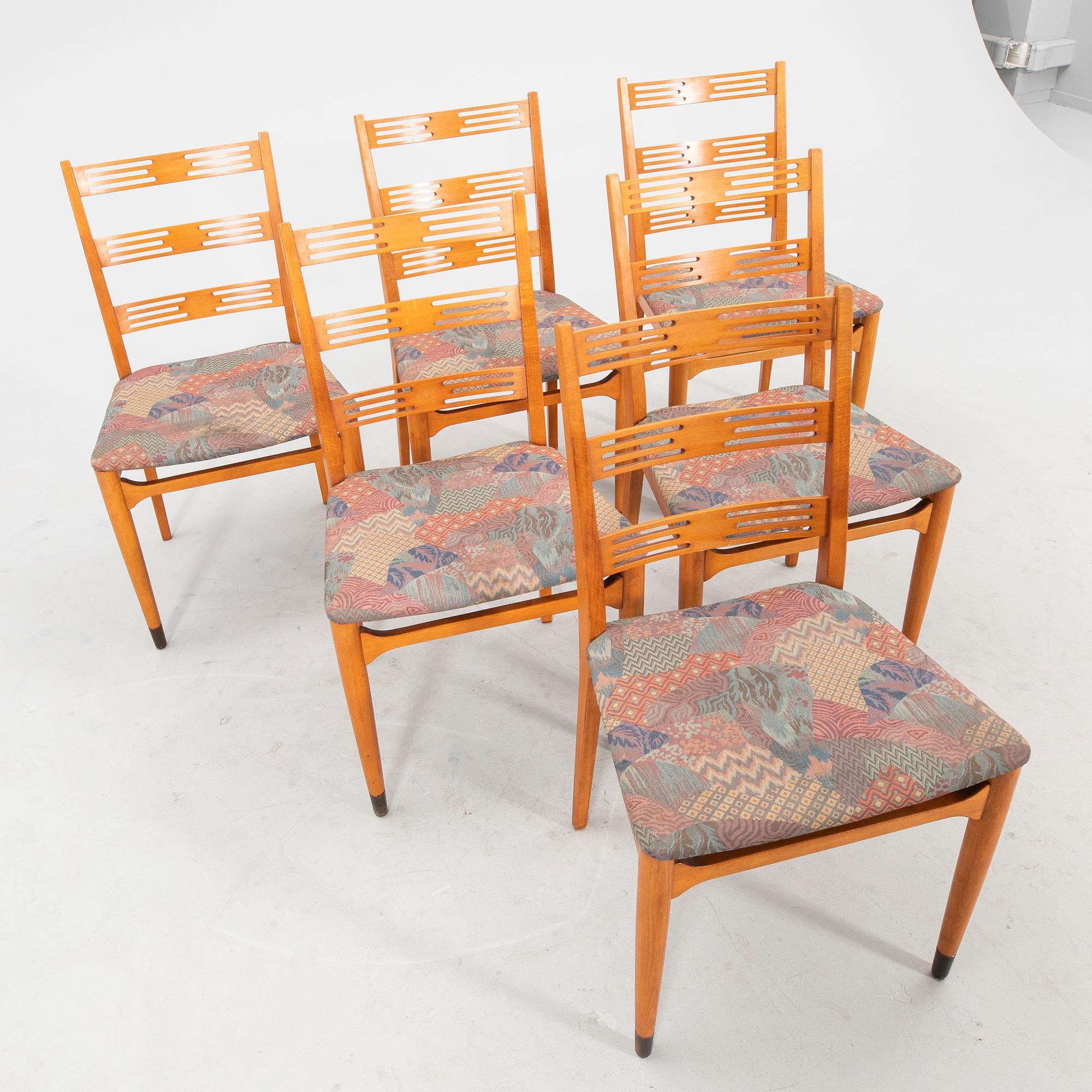 Chairs, 6 pieces, second half of the 20th century.
