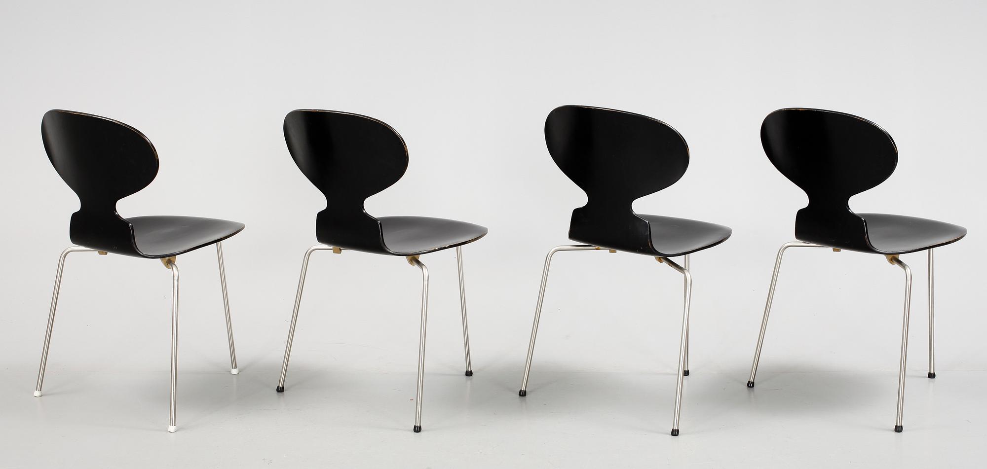 STOLAR, 4 st, "Myran", Arne Jacobsen, Fritz Hansen, 1900-talets mitt.