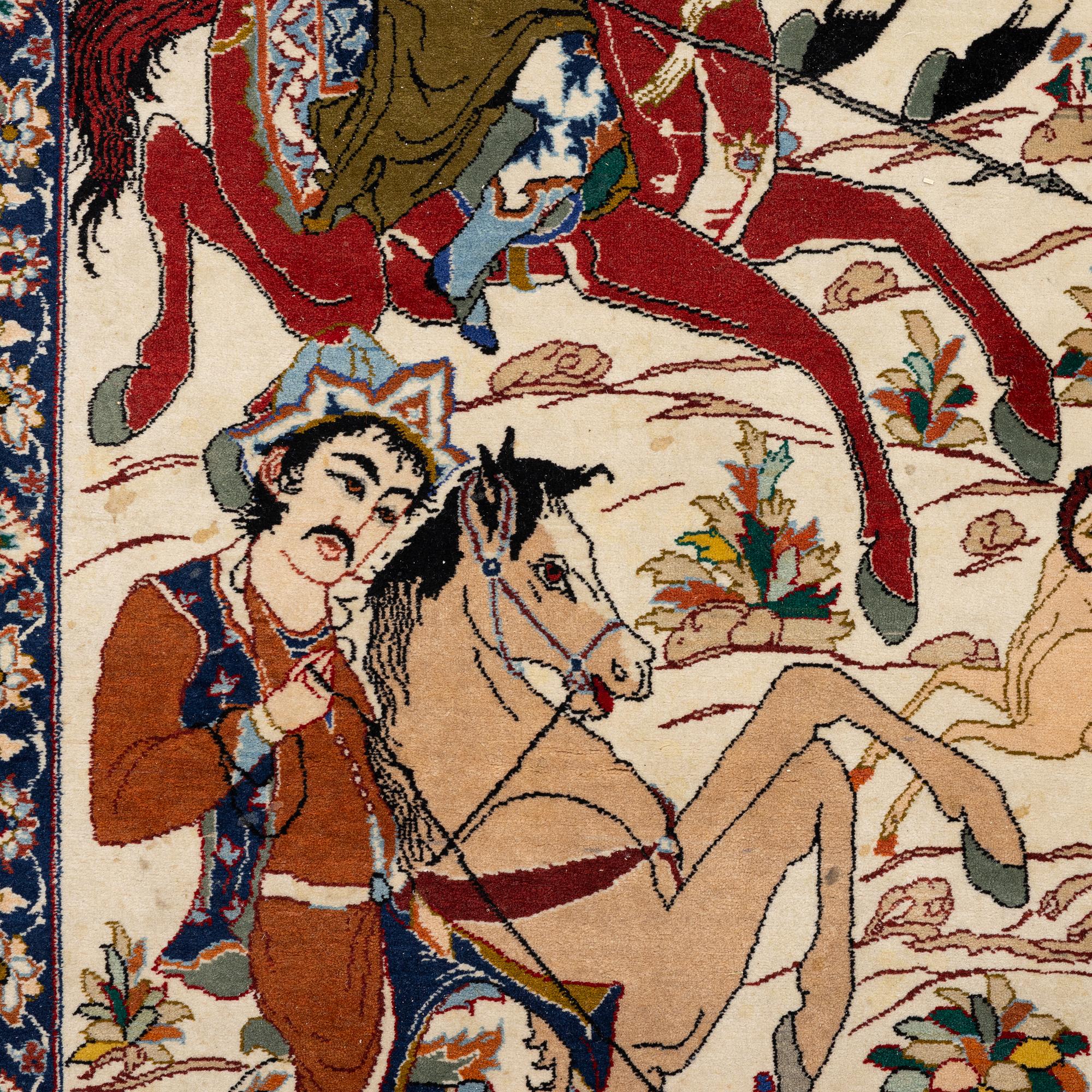 Matta, Isfahan, figural, signerad, ca 240 x 150 cm.