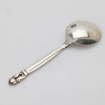 Johan Rohde, Soup spoons, 8 pcs, sterling silver, “Konge” / “Acorn”, Georg Jensen, Denmark, post-1945.