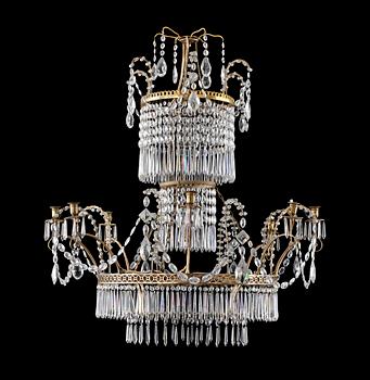 934. A German eight-light chandelier, circa 1800.
