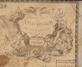 PETRUS TILLEAUS, karta, "General Charta Stockholm", 1733.
