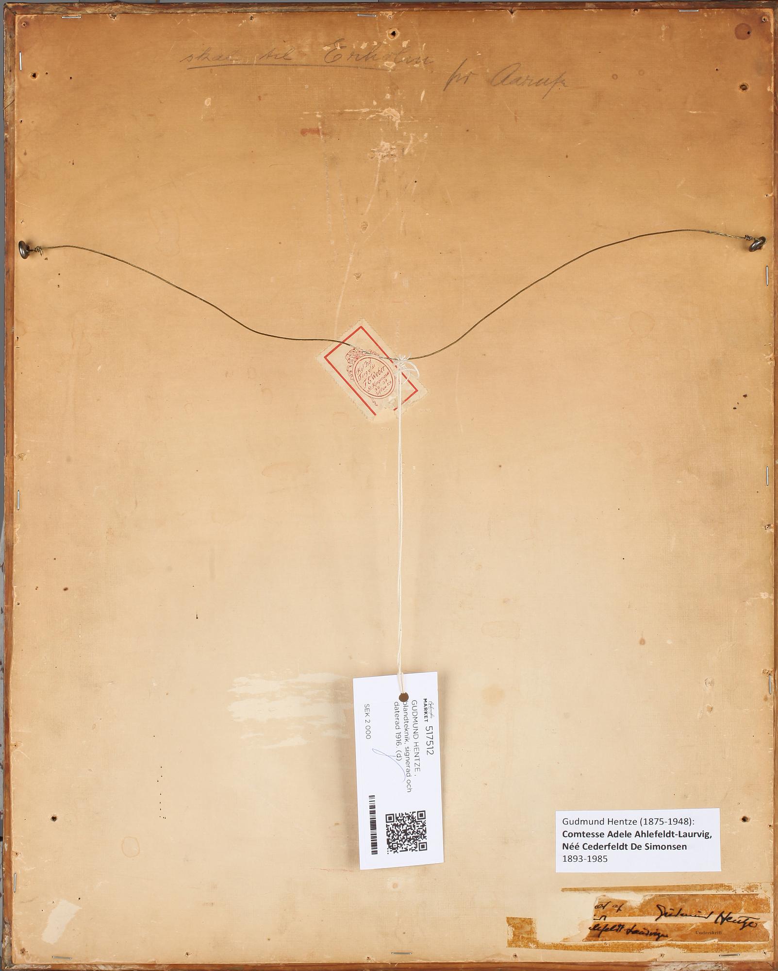 GUDMUND HENTZE , blandteknik, signerad och daterad 1916.