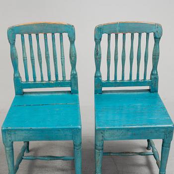 A set of four 19th century folk art chairs.