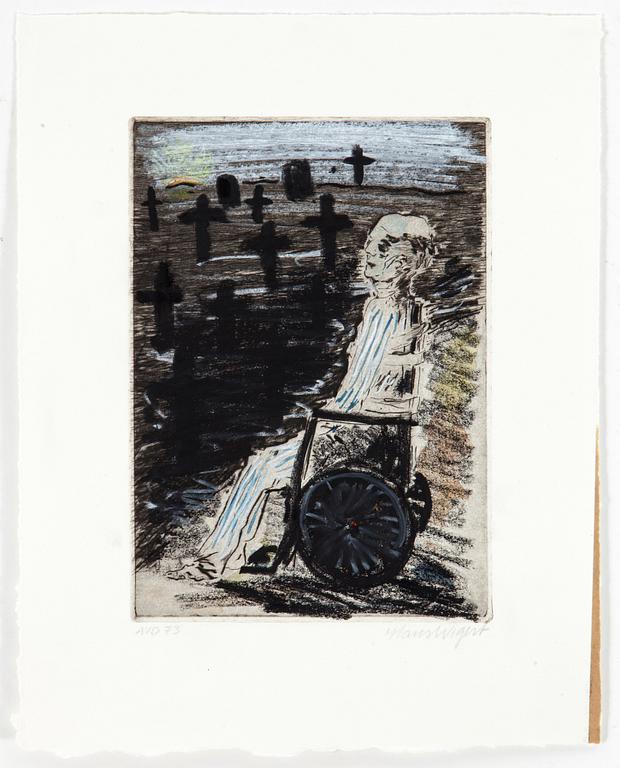 HANS WIGERT, Watercolour on drypoint etching signed Hans Wigert.