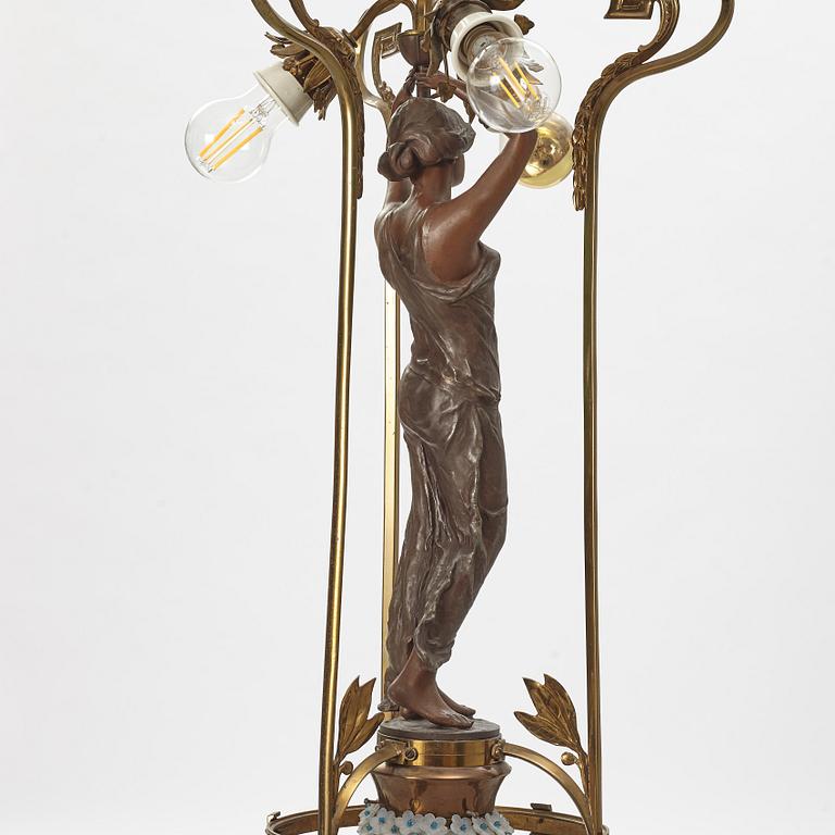 An Art Nouveau ceiling lamp, France, around 1900.