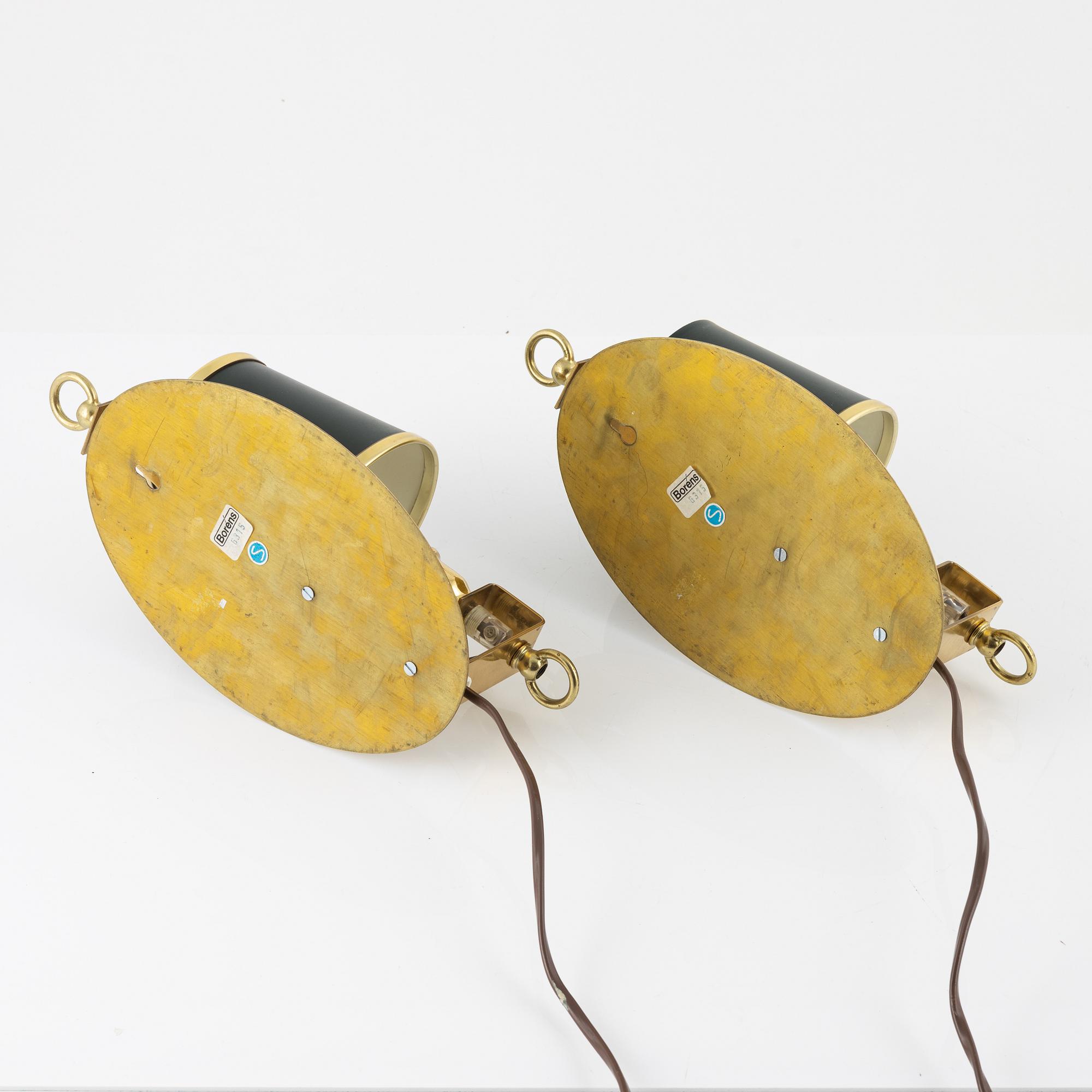 A pair of model '6315' wall lights, Boréns, second half of the 20th Century.
