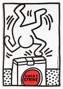 Keith Haring · KEITH HARING, efter, "Lucky Strike", tryckt av Albin Uldry Switzerland, signerad och daterad i trycket -87.