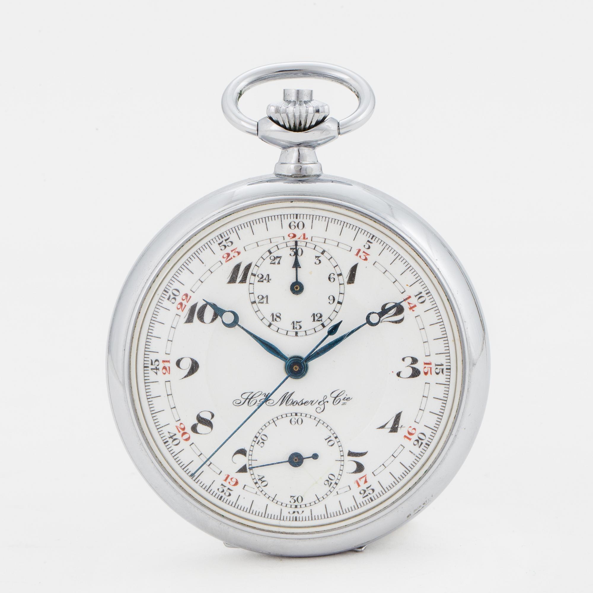 HY MOSER CIE pocket watch chronograph 49 mm. Bukowskis