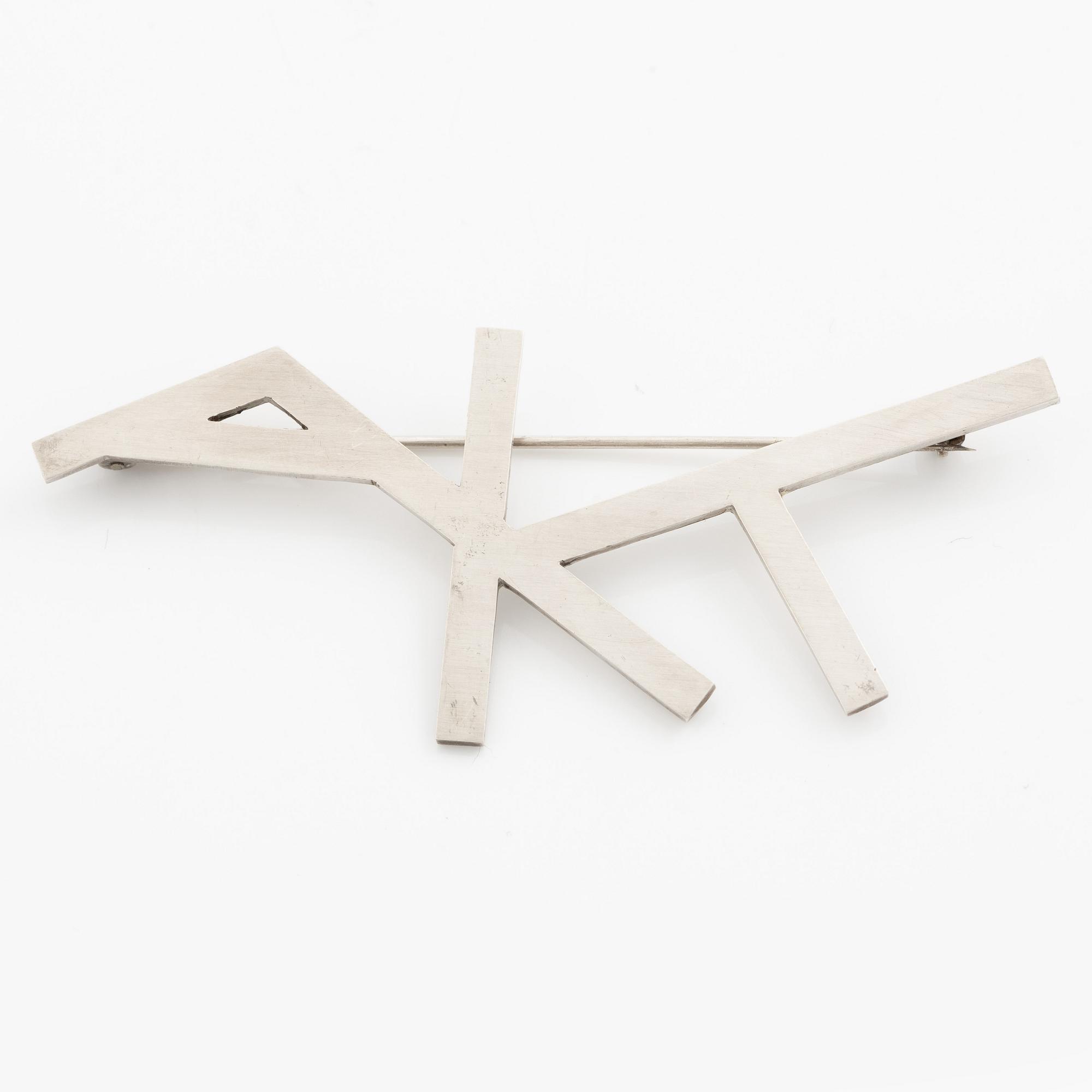 Wiwen Nilsson, monogram brooch, sterling silver, Lund 1946.