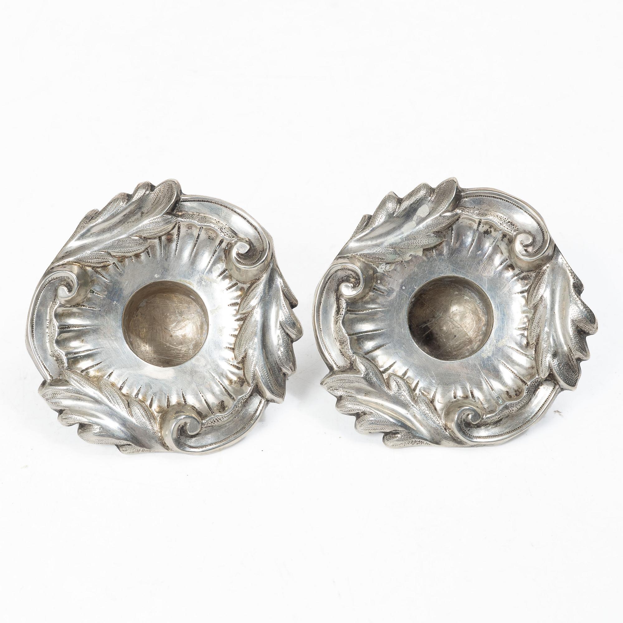 Otto Lindeberg, candle sconces, a pair, silver, Stockholm 1866.