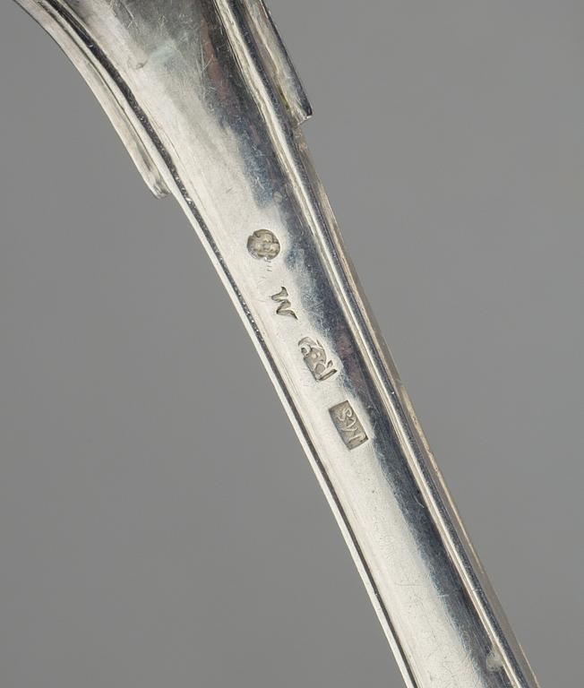 SKEDAR, 5st, silver, bla Alexander Magnus Lundström, Visby, 1843. Vikt ca 273g.