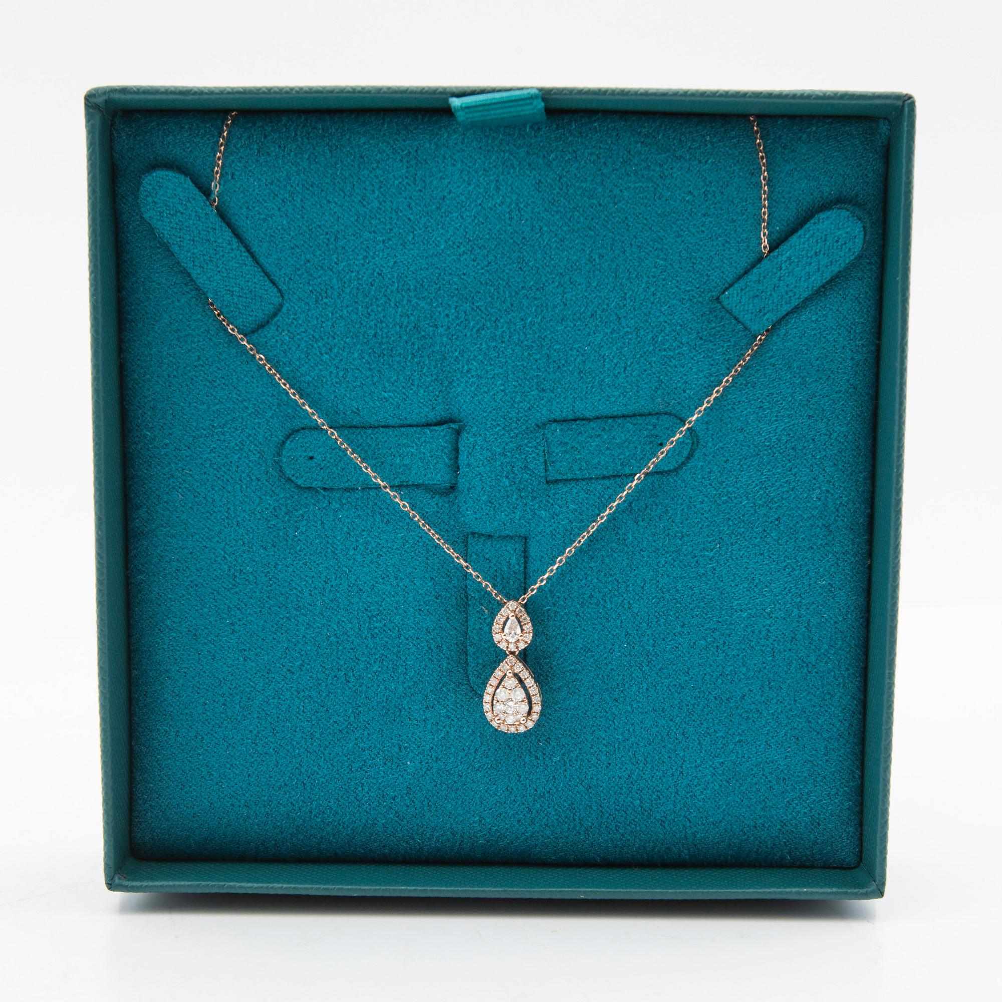 Pendant, 14K rose gold with brilliant-cut diamonds.