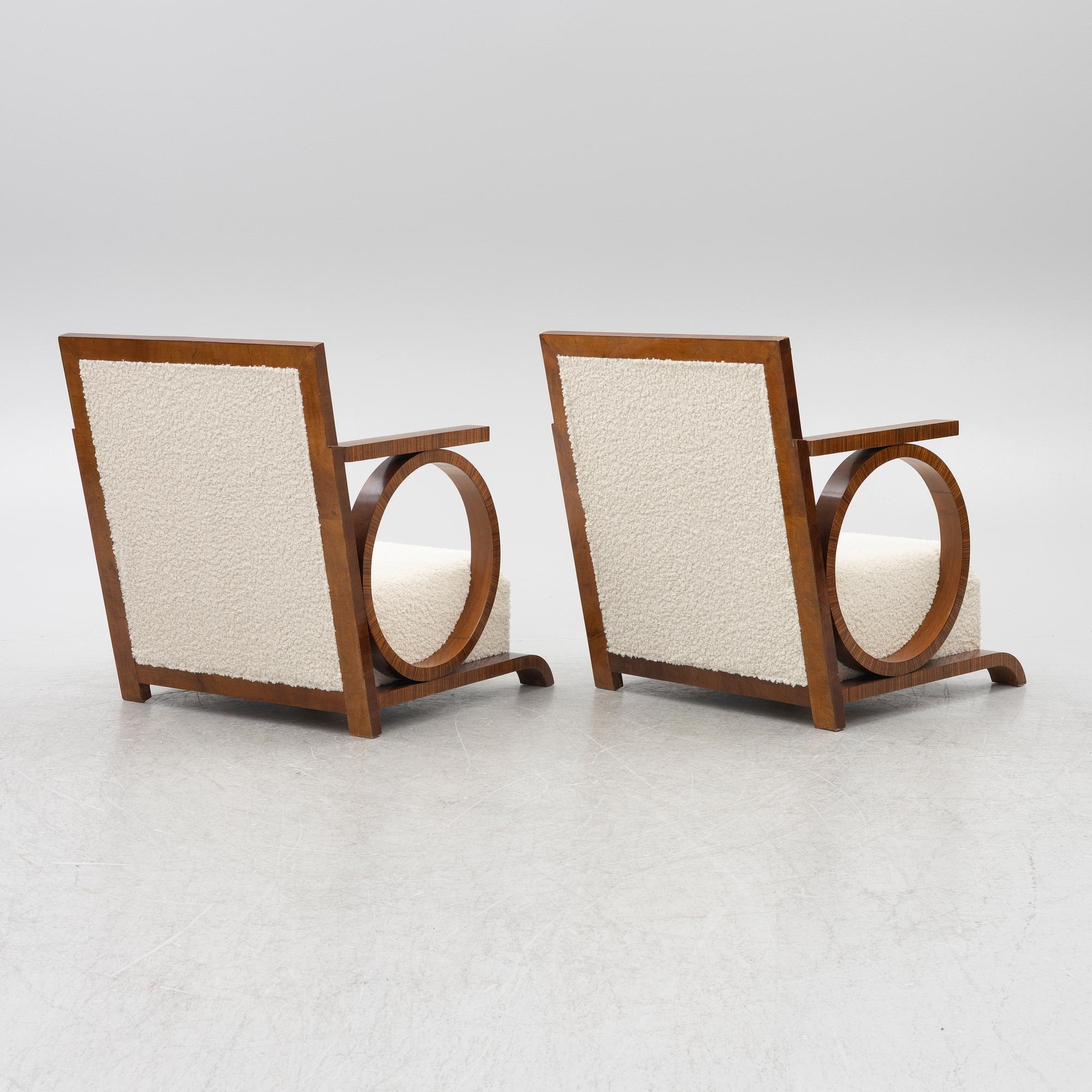 A pair of armchairs, 1930's.