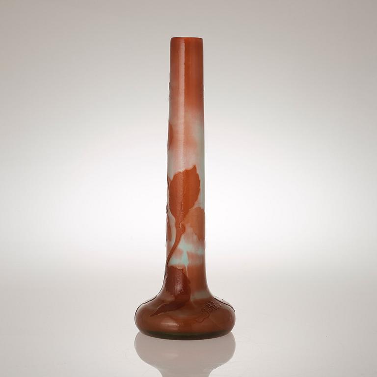 An Emile Gallé Art Nouveau 'firepolished' cameo glass vase, France.