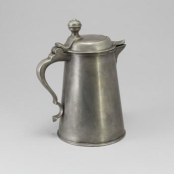 A SWEDISH PEWTER TANKARD, 19th century.