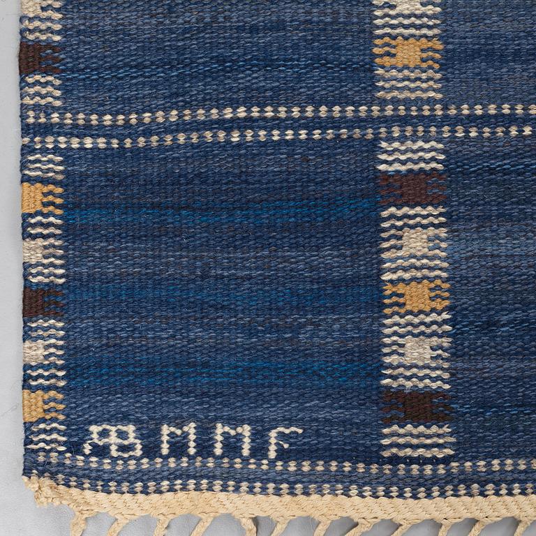 Barbro Nilsson, MATTO, "Falurutan, blå", flat weave, ca 233,5 x 168,5 cm, signed AB MMF BN.