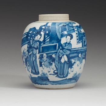 A blue and white jar, Qing dynasty, Kangxi (1662-1722).