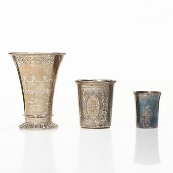 Eleven silver beakers, including marks of K Anderson, CG Hallberg, Eric Löfman for KG Markström, etc.