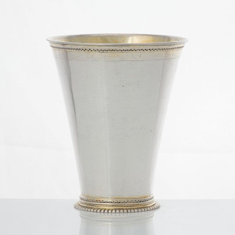 A Swedish early 18th century parcel-gilt silver beaker, mark of Petter Ersson Lund, Stockholm 1713.