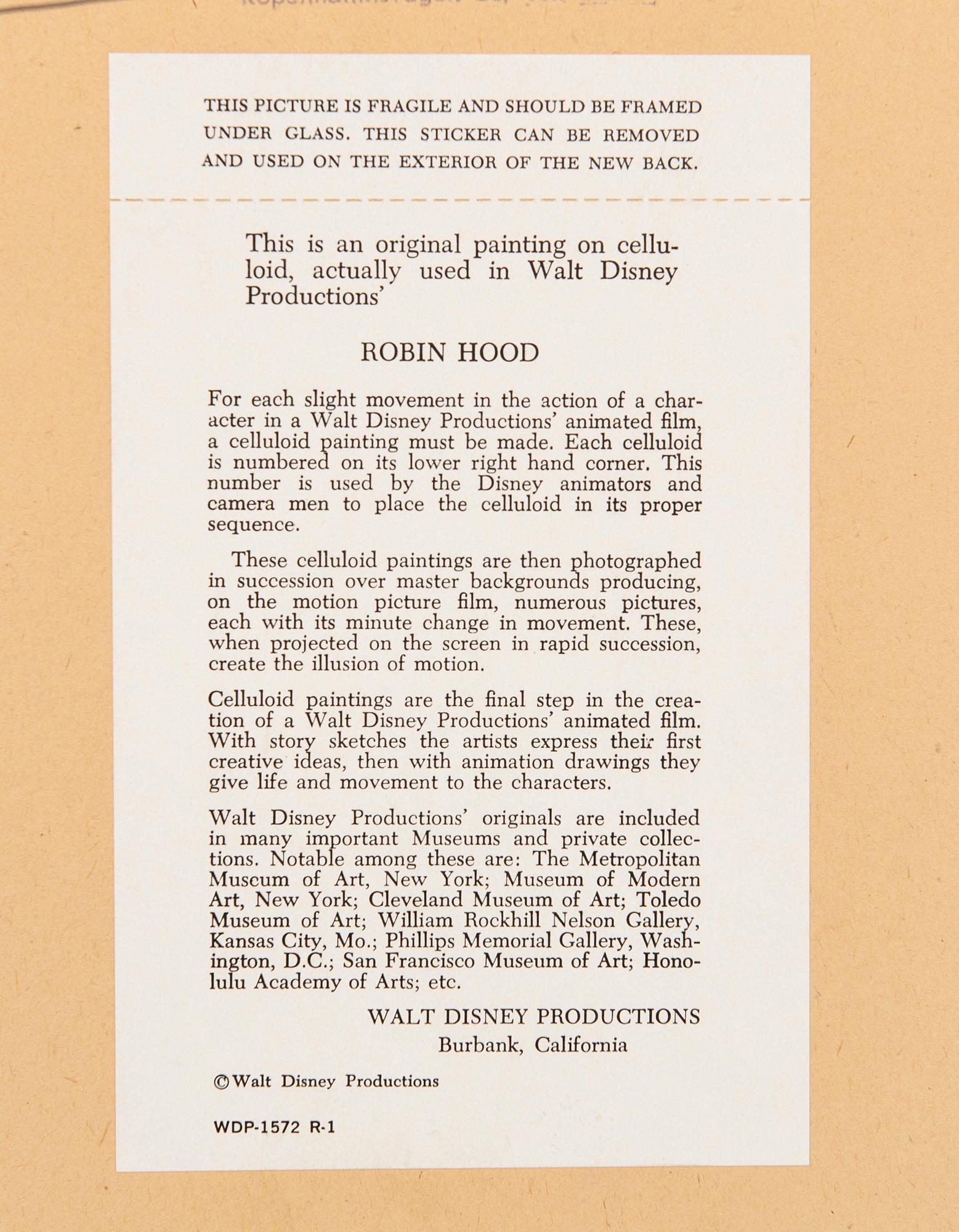 Filmcell från filmen "Robin Hood", Walt Disney.