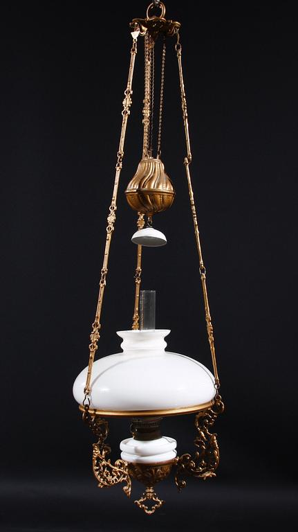 TAKFOTOGENLAMPA, glas och metall, nyrenässans, sent 1800-tal. H min 105.