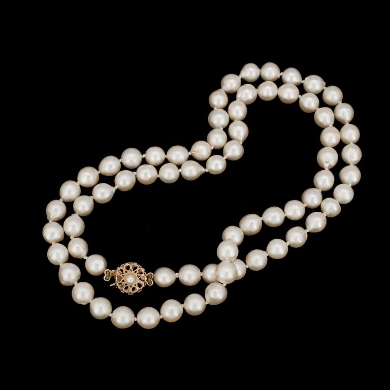 PÄRLCOLLIER, guldlås 18K, Alton.