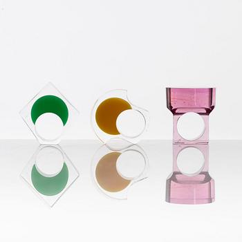 Siv Lagerström, three acrylic rings, 1970s.