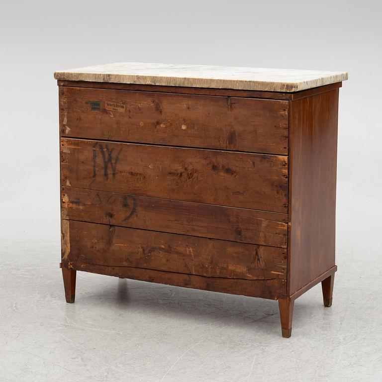 A late gustavian chest of drawers, around 1800.