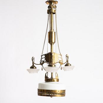 A Jugend brss ceiling lamp, ealry 20th century.