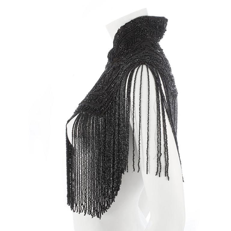 COLLAR, black silk with extensive beading, late 19th/early 20th century.