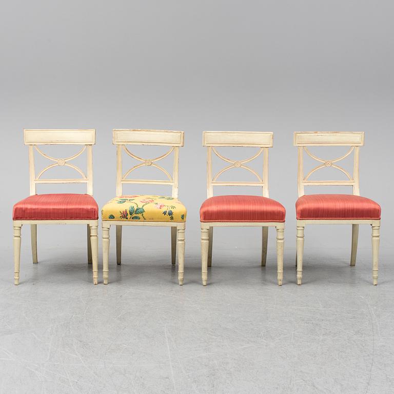 STOLAR 4 st, sengustavianska, s.k. Bellmanstolar, 1800-talets början.