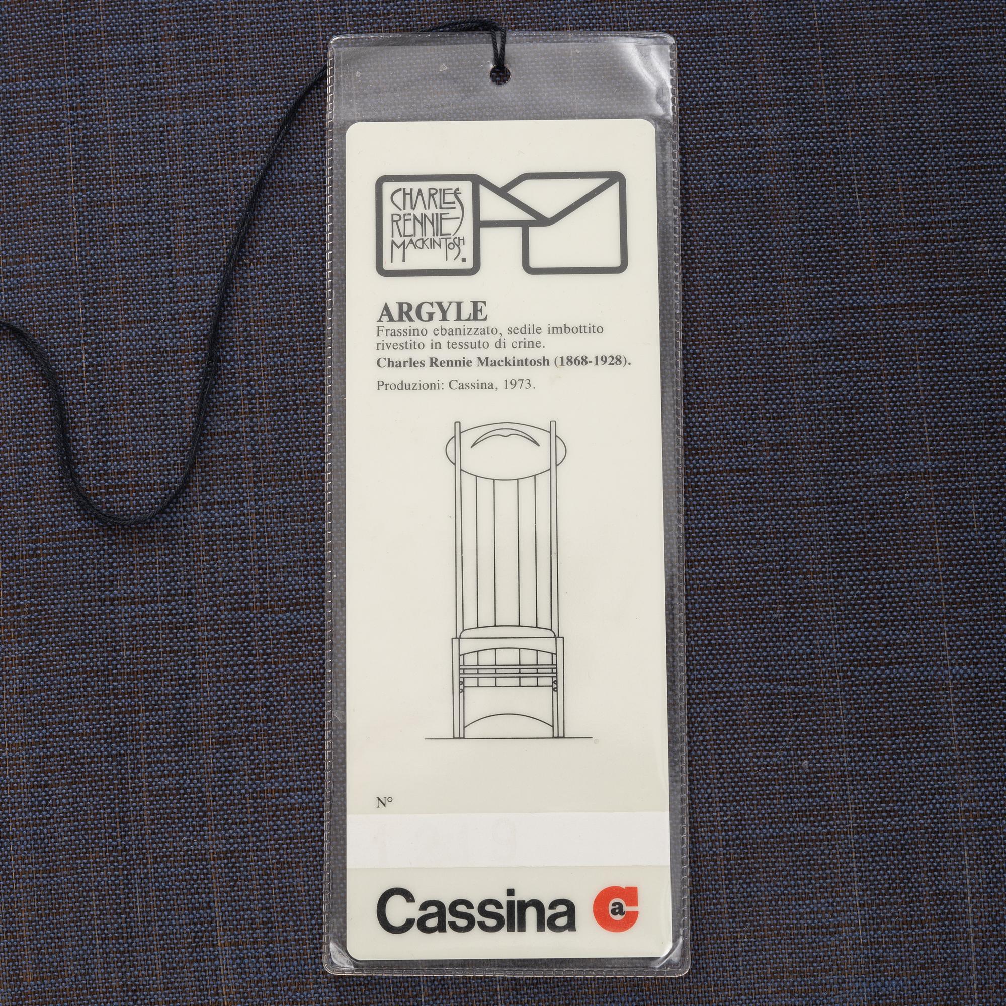 Charles Rennie Mackintosh, chair 'Argyle', Cassina.