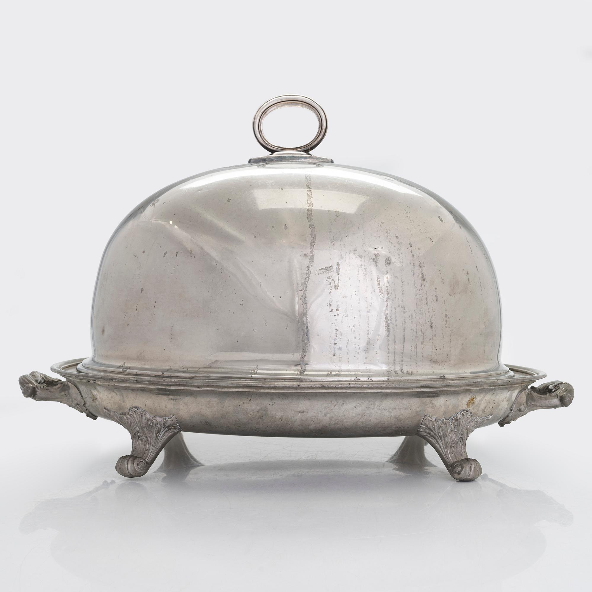 A plate food dome cover, James Dixon & Sons, Sheffield, England around the turn of the 20th century.