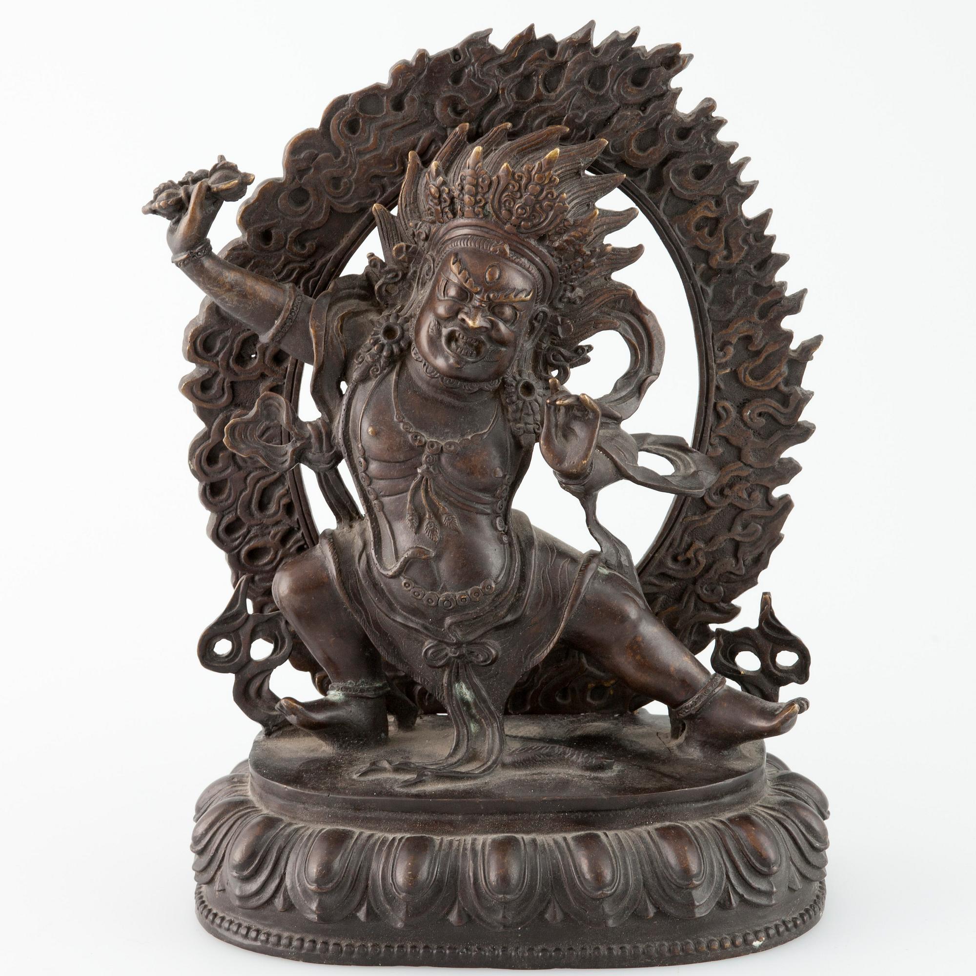 SKULPTUR, "Vajrapani", patinerad mässing, 1900-talets slut.