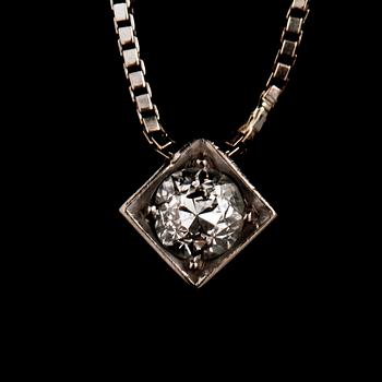 HÄNGE, 18k vitguld med äldre briljantslipad diamant, importstämplat, omkring 1900-talets tredje kvartal. Vikt 3 g.