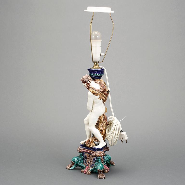 BORDSLAMPA, majolika, 1800-talets slut.