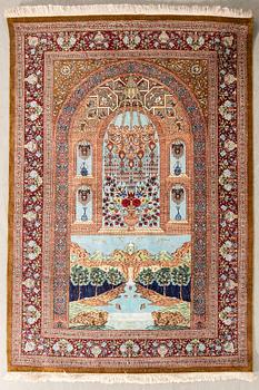 Ghom rug old/semi-antique silk approx. 148x101 cm.