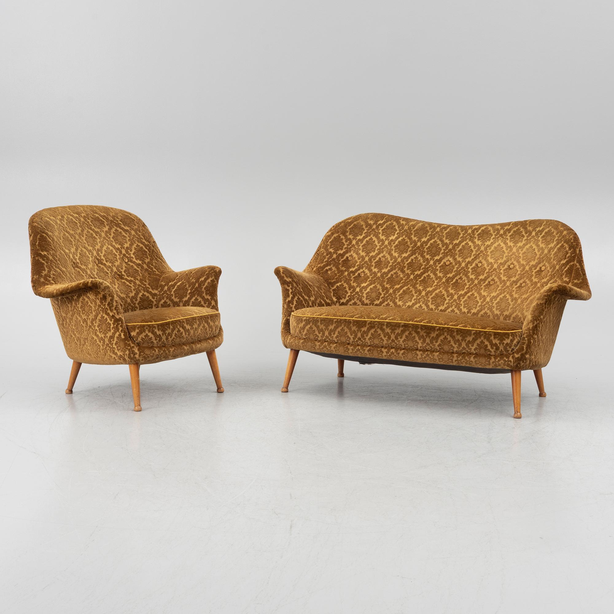 Arne Norell, soffa och fåtölj, "Divina", Westbergs möbler AB, 1960-tal.