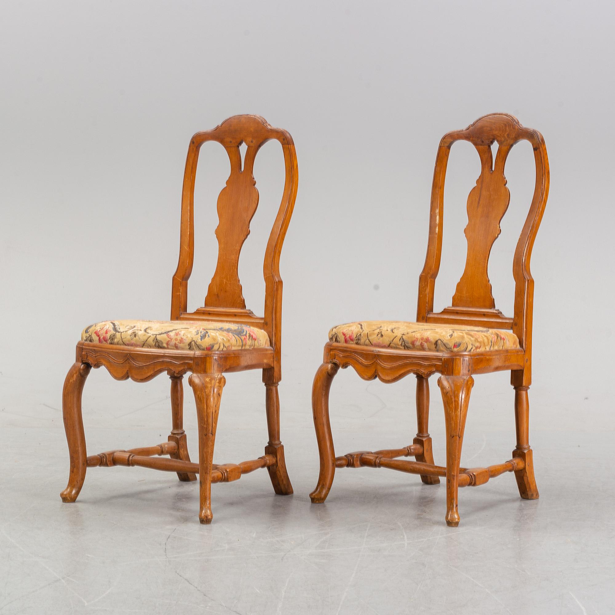 Six chairs, first half the 18th century.