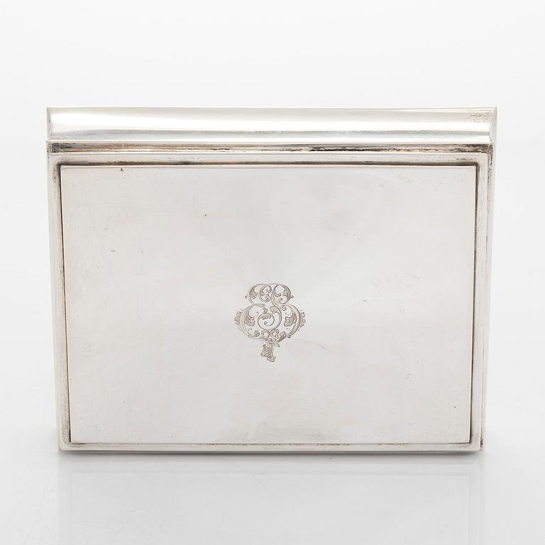 A 20th century silver cigar box, with Finnish import marks, Brødrene Lohne, Bergen.