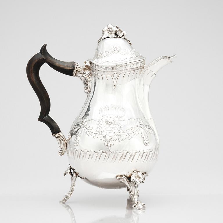 A Swedish 18th century silver coffee-pot, mark of Jacob Lampa, Stockholm 1777.